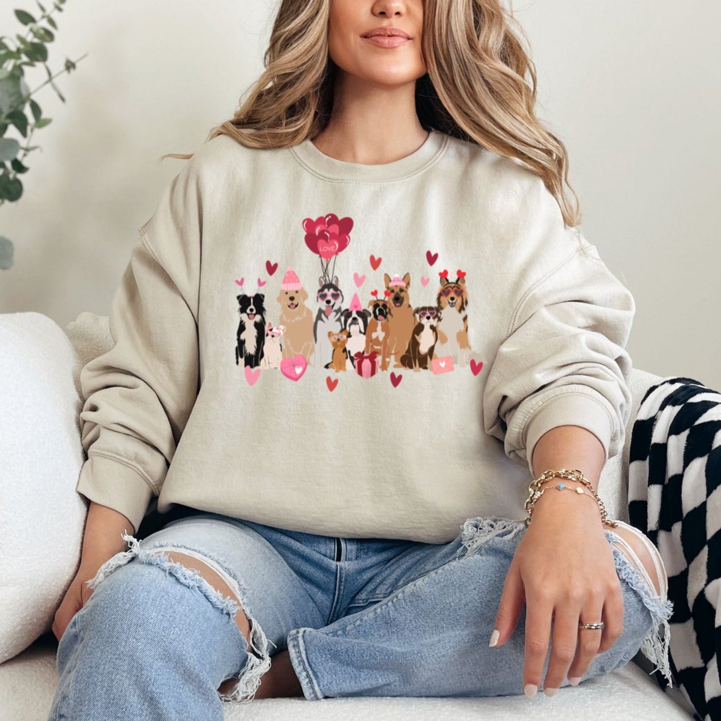 Valentine Dogs Graphic Sweatshirt