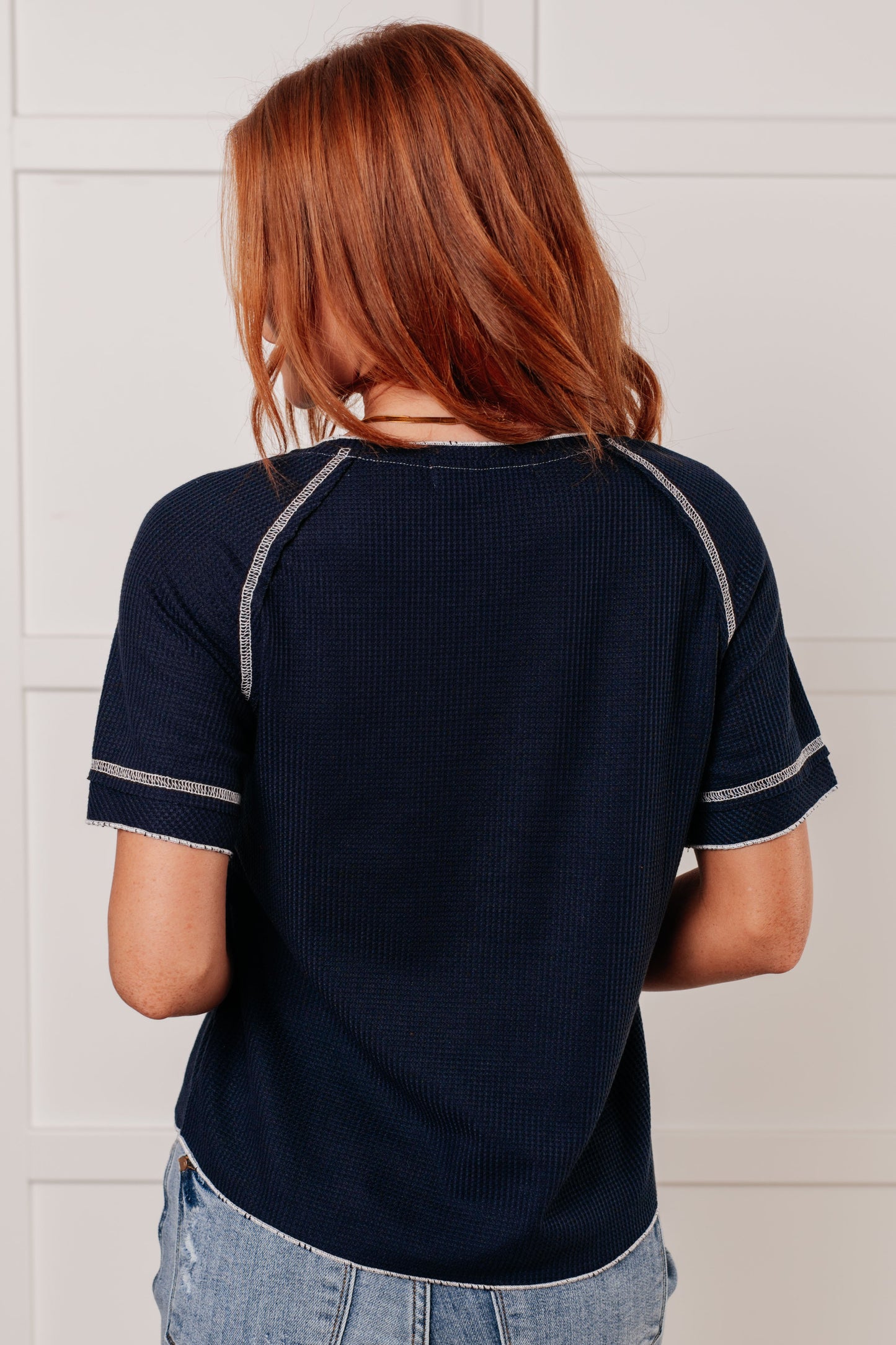 Heartbreaker Waffle Knit Tee in Blue