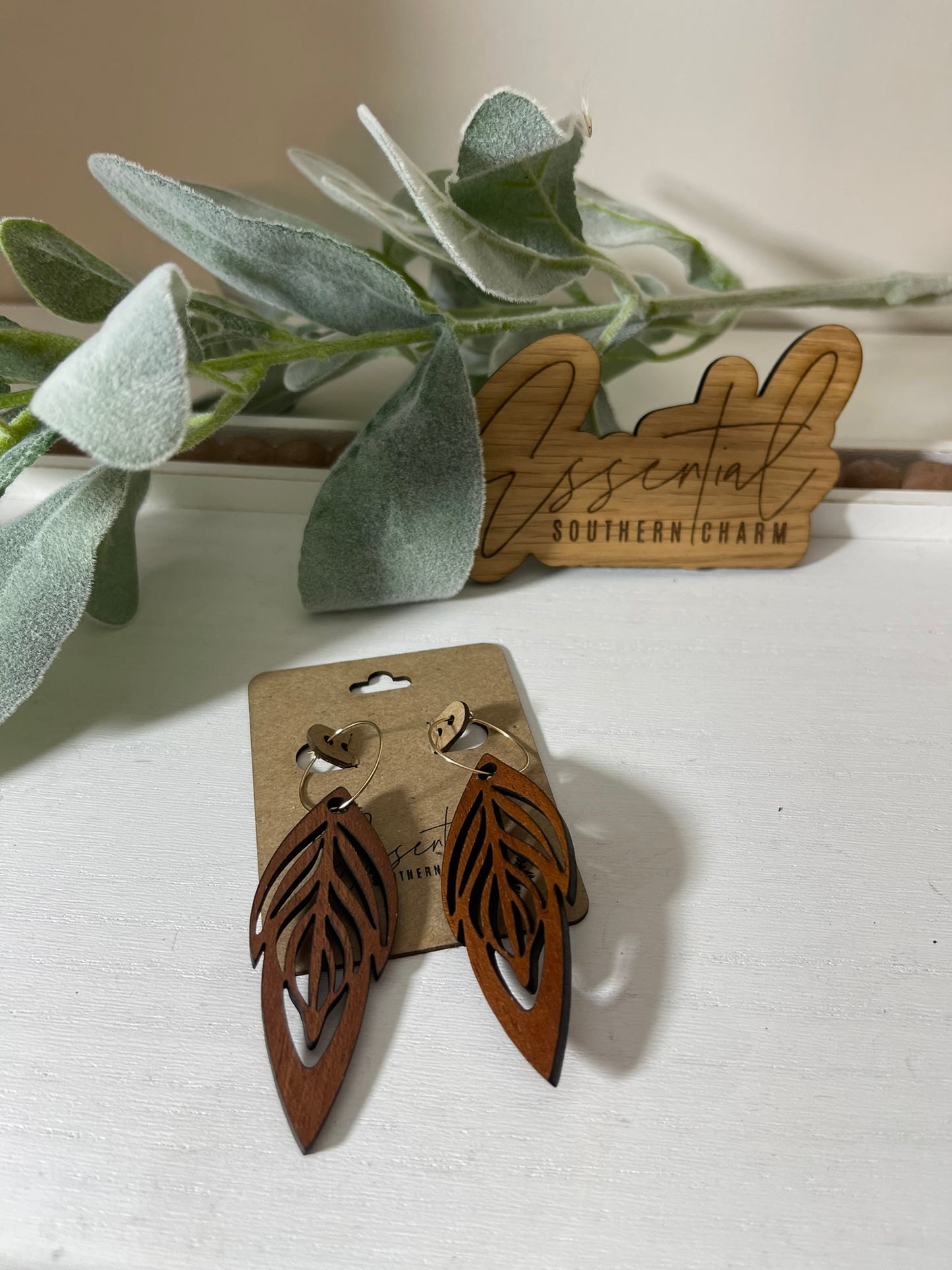 Wood Feather Earrings - Laser Cut