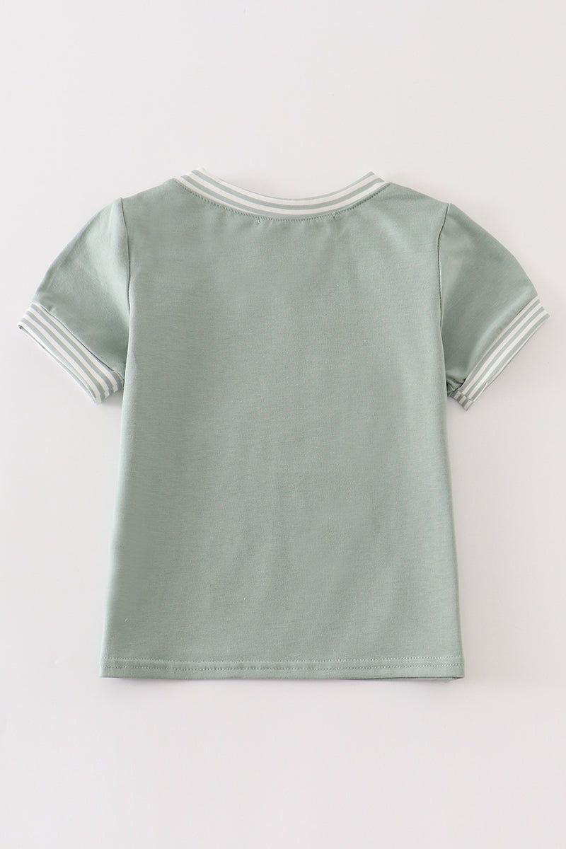 Green duck applique boy top