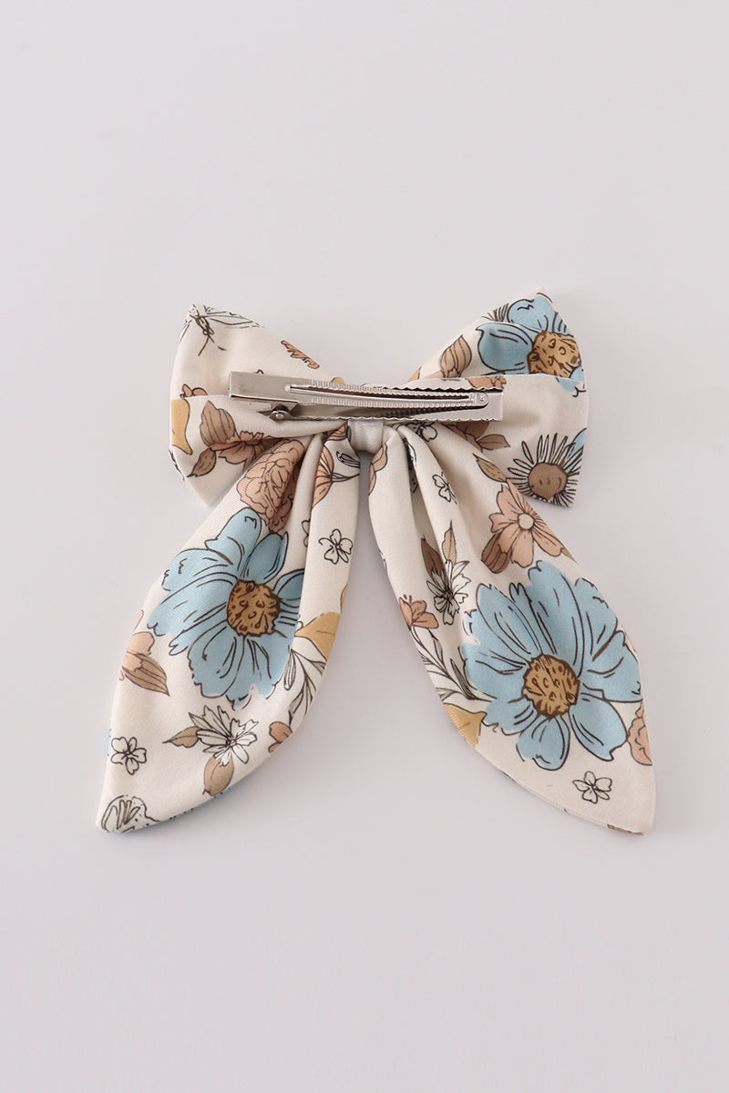 Floral print 1pc hair bow