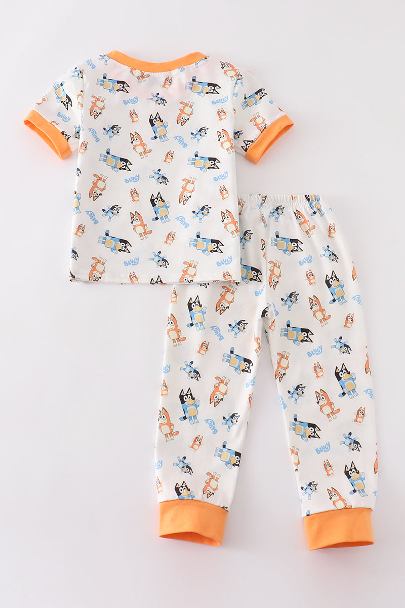 Orange character boy pajamas set