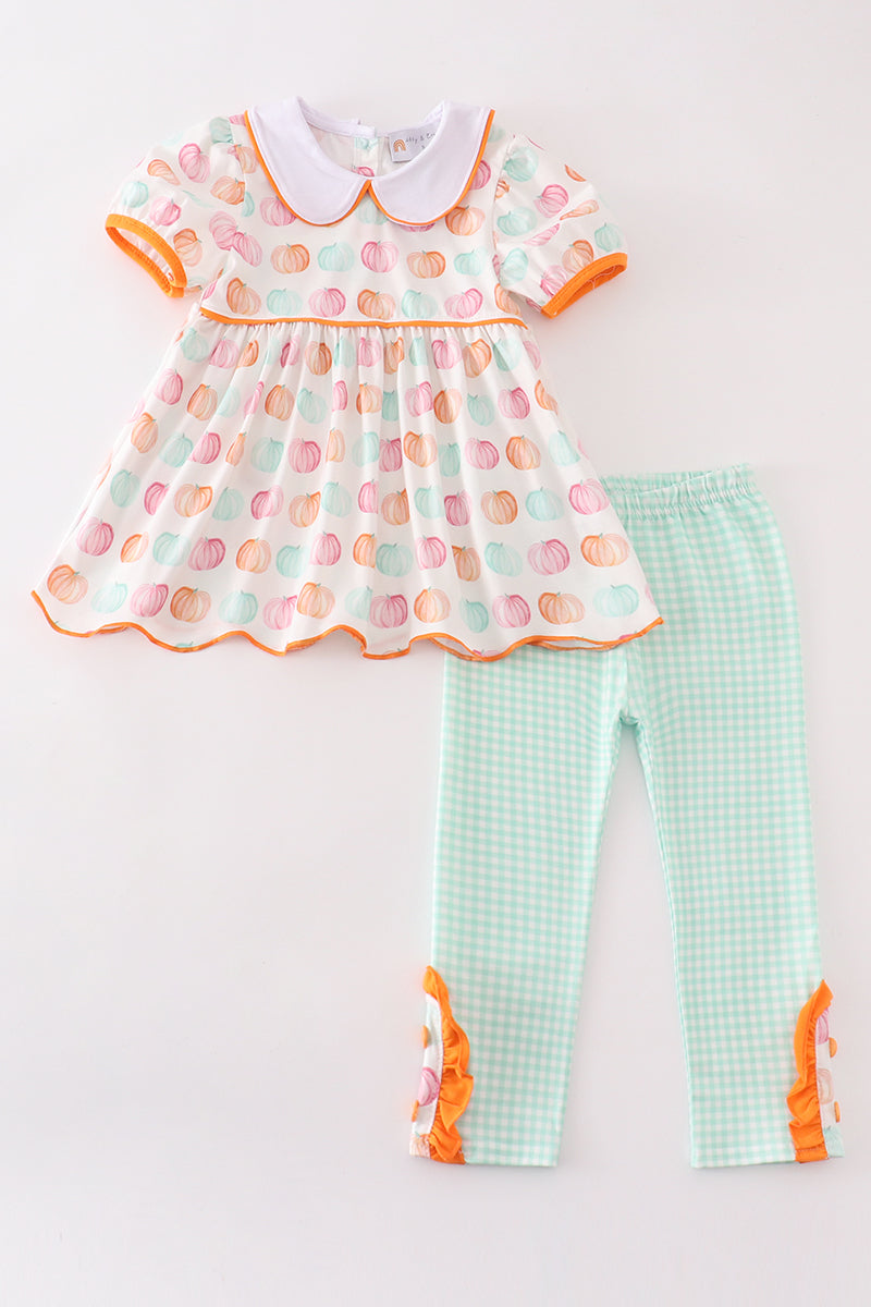 Pumpkin print girl pants set