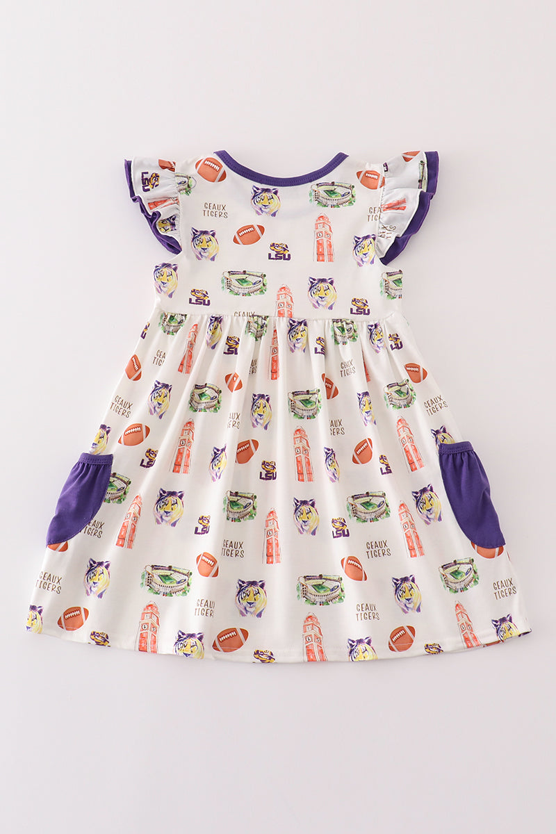 Purple geaux tiger girl dress