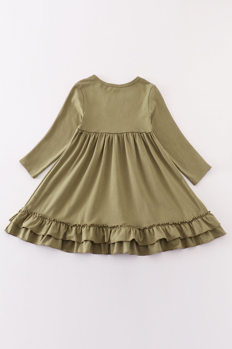 Sage ruffle girl dress