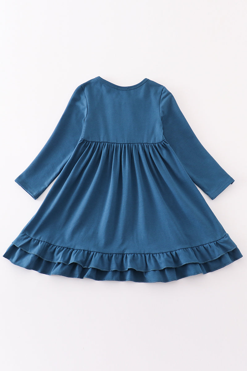 Blue ruffle girl dress