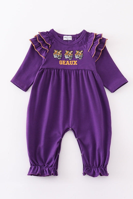 Purple geaux embroidery girl romper