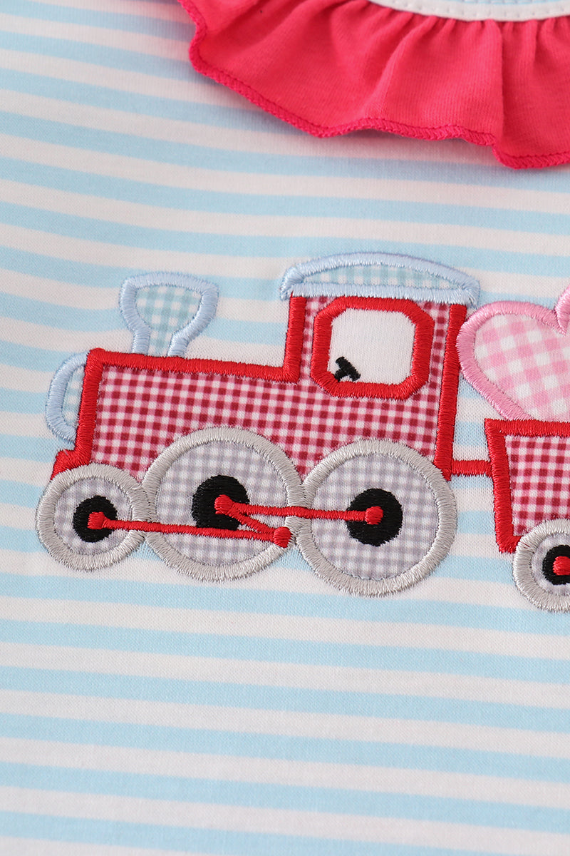 Pink truck heart applique girl bloomer set