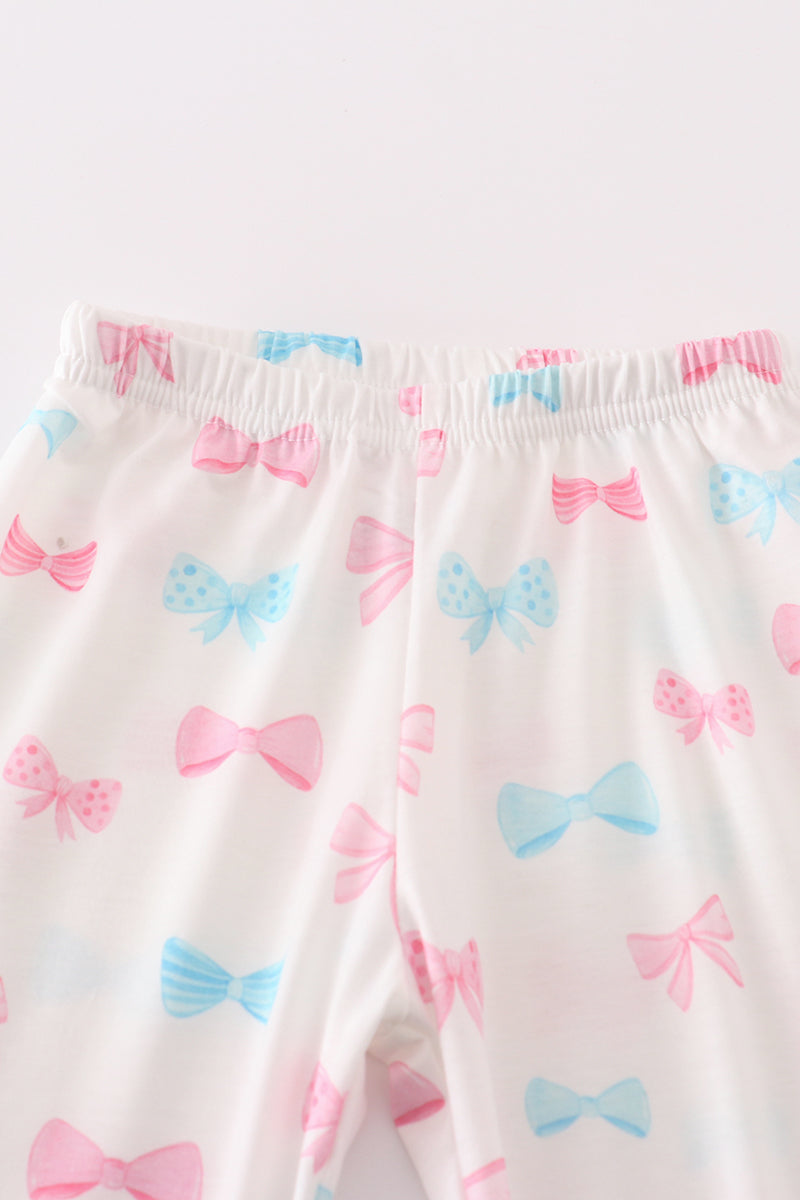 Pink bow print girl set