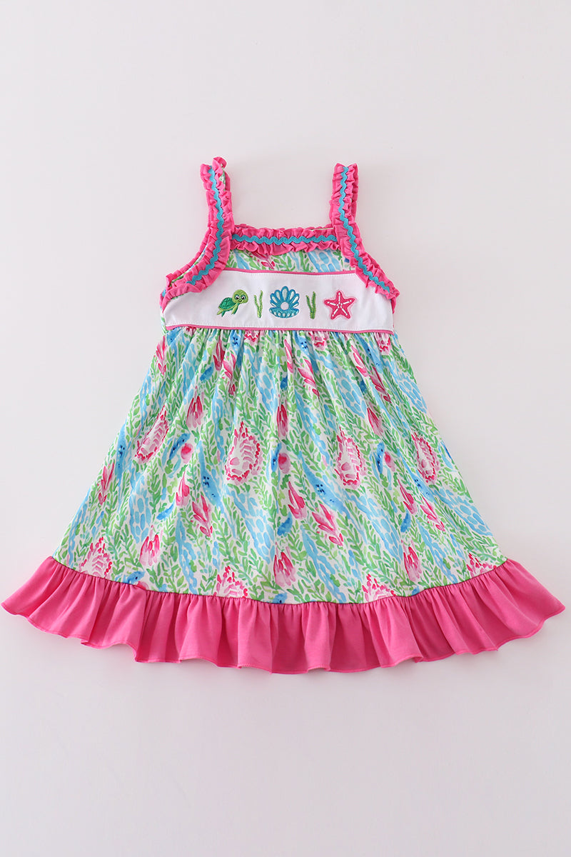 Green Island Breeze embroidery girl dress