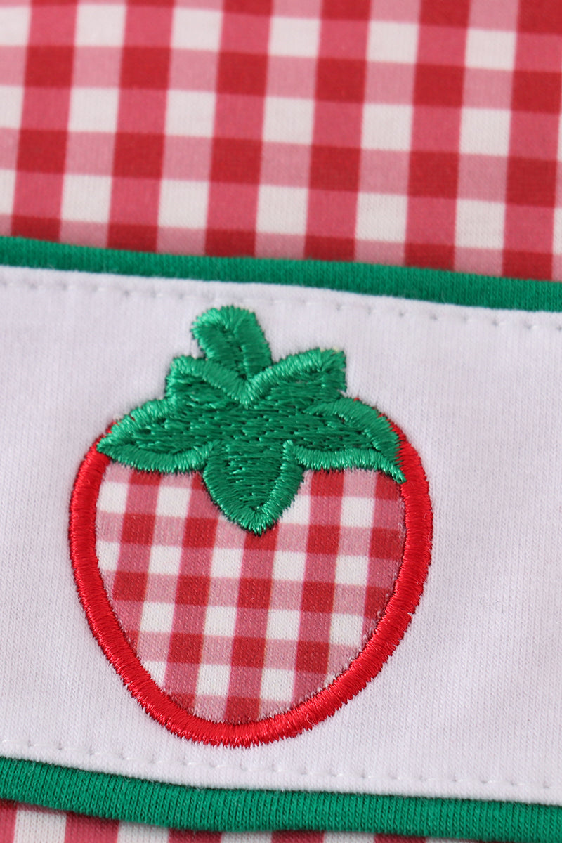 Red dot strawberry embroidery boy jonjon