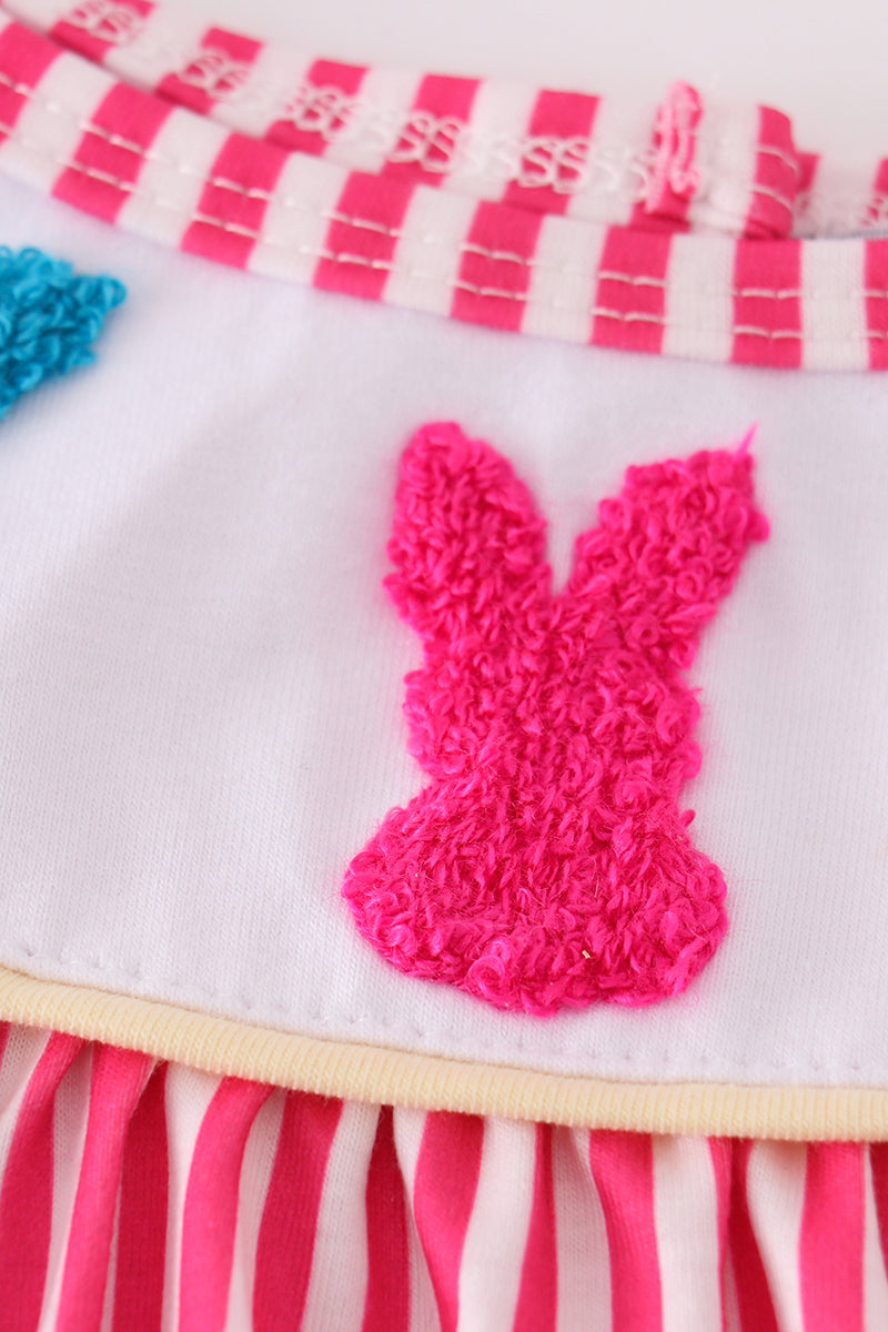 Pink easter bunny french knot girl dress