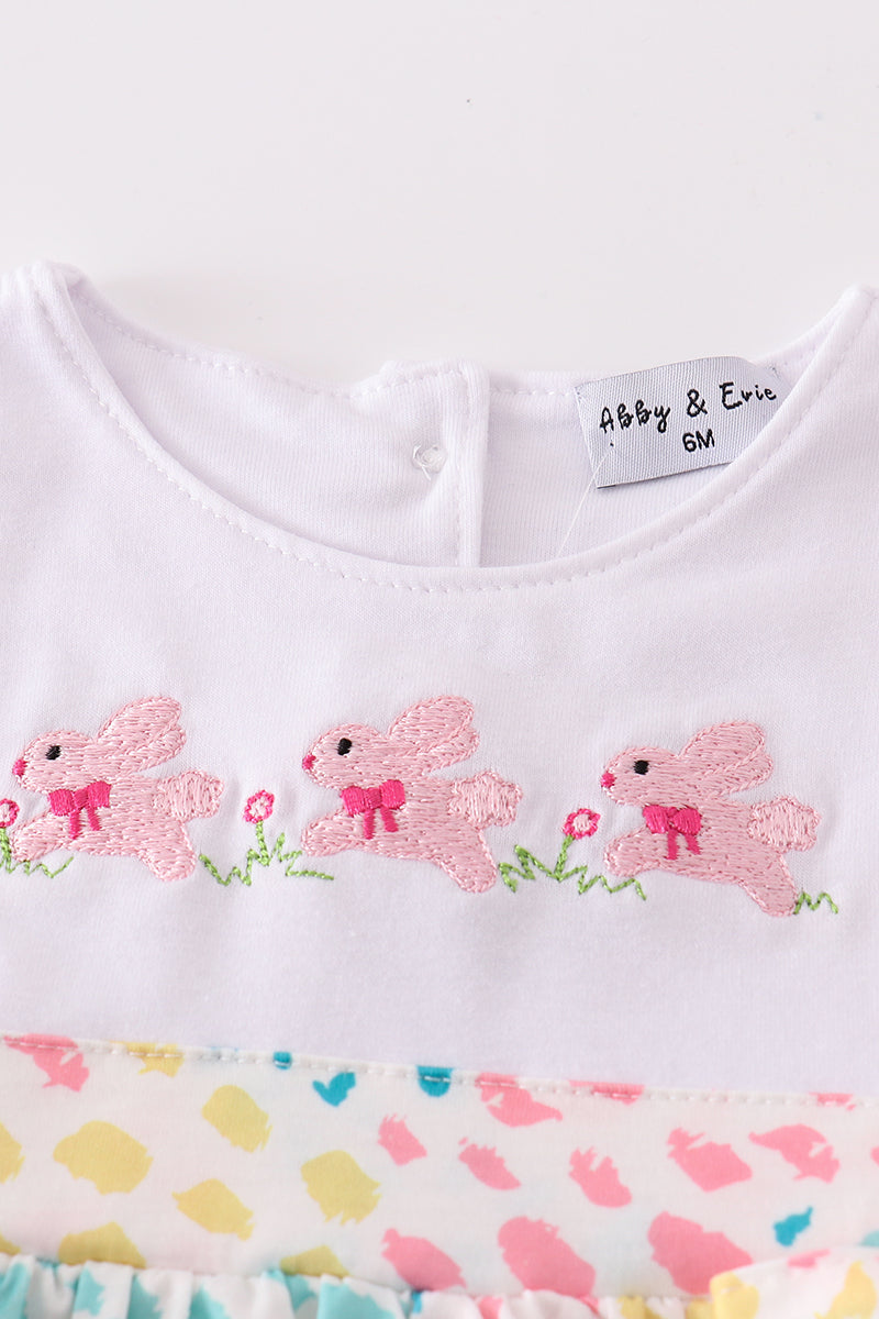 Leopard bunny embroidery girl bloomer set