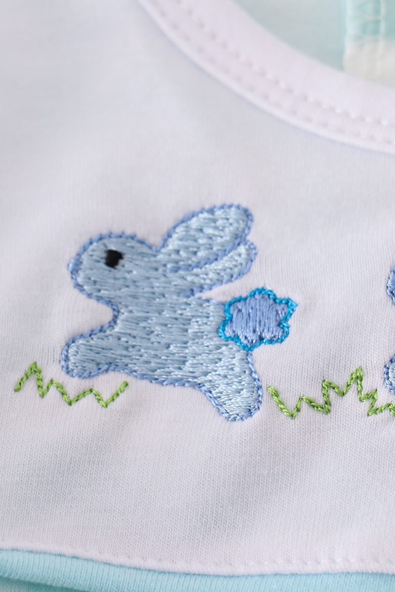 Leopard bunny embroidery boy bloomer set