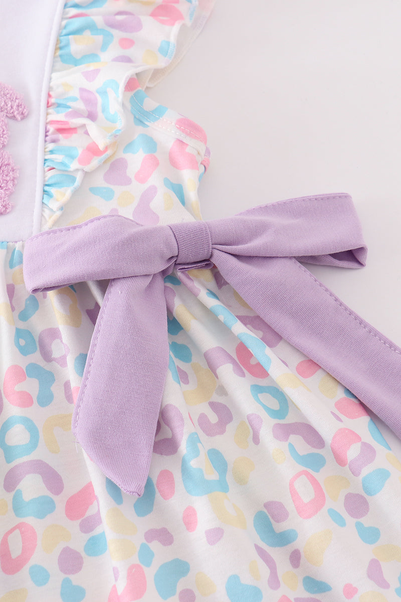 Purple easter bunny french knot girl dress