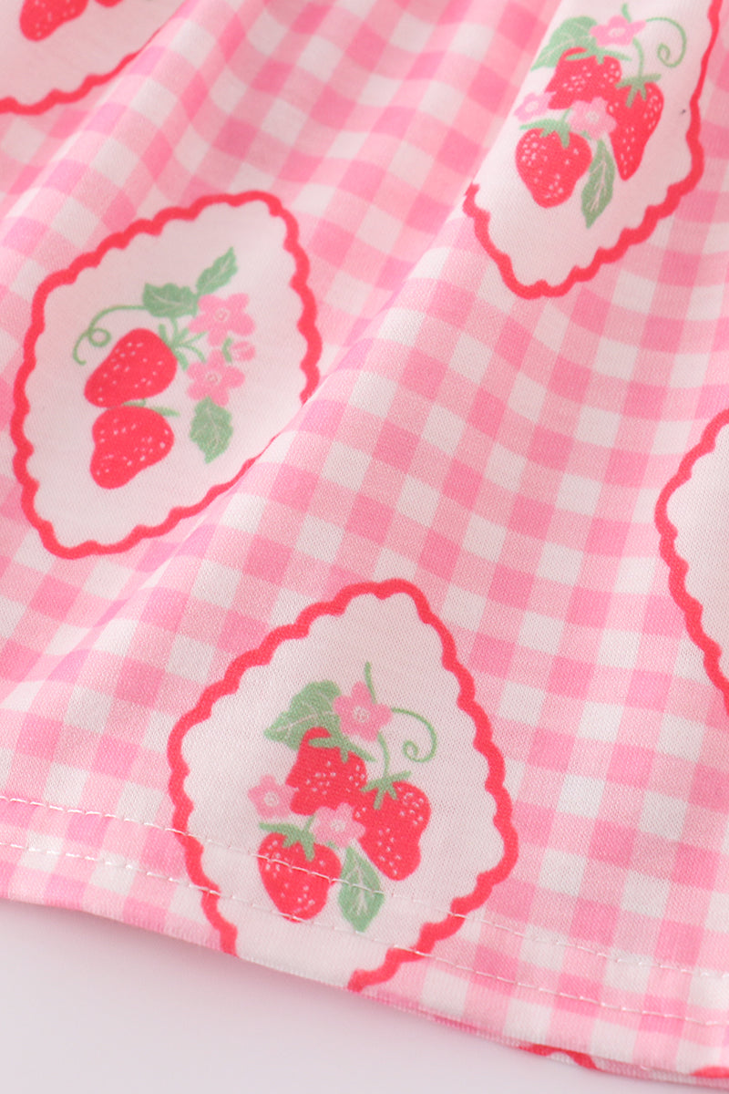 Pink strawberry girl bloomer set