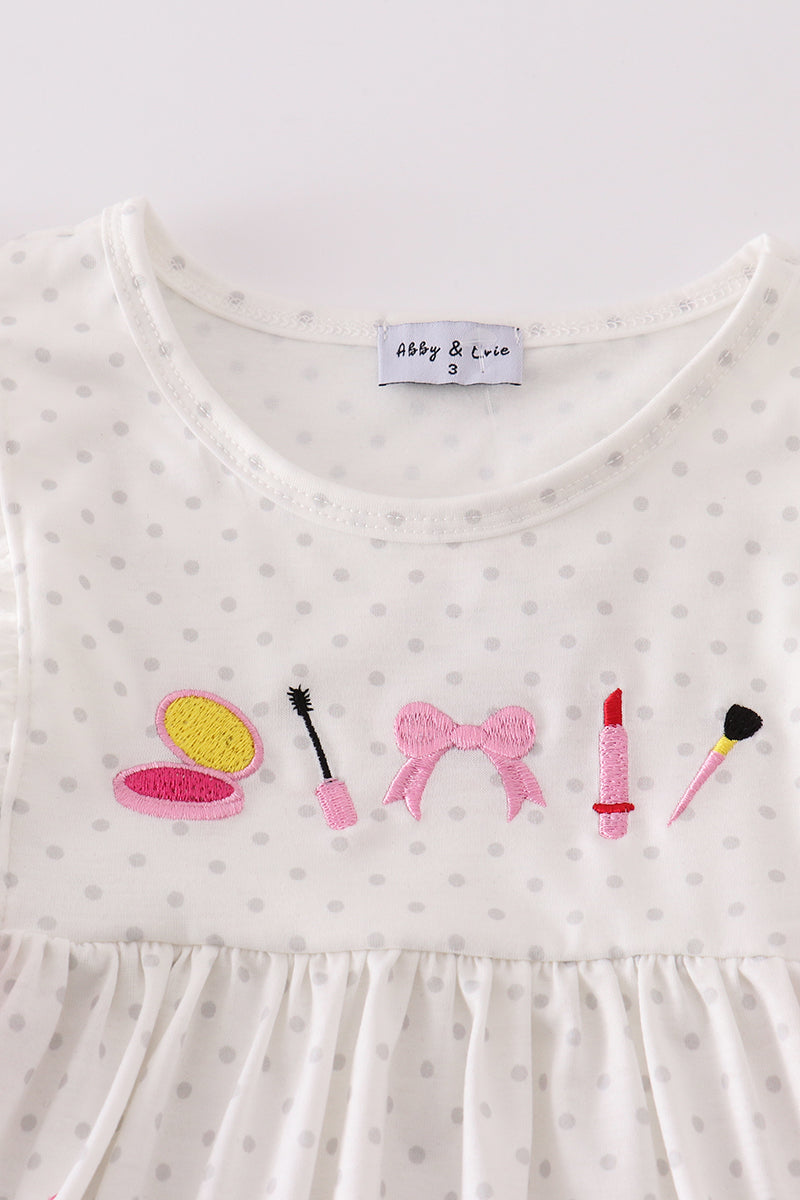 Pink make up embroidery girl set