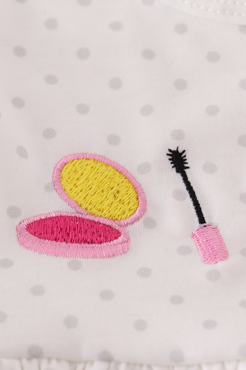 Pink make up embroidery girl set