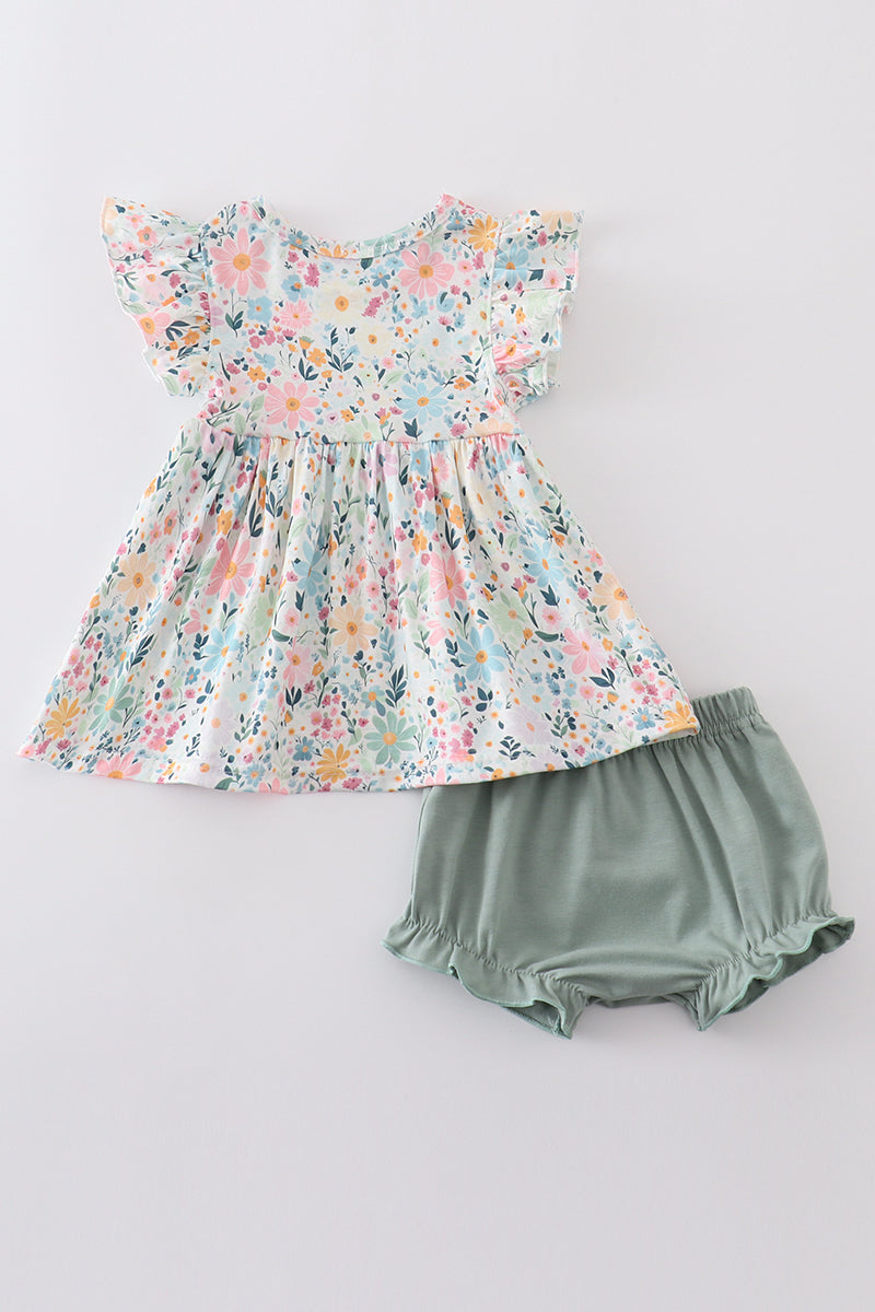 Spring blossom print bloomer set