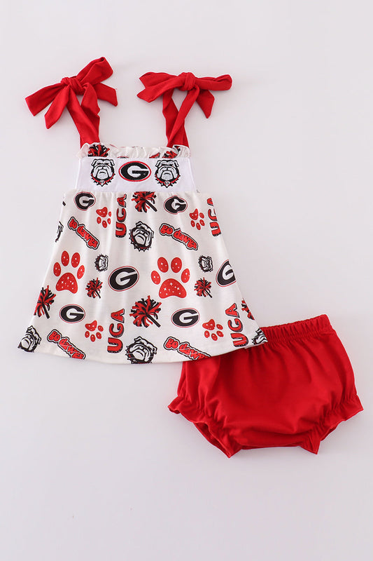 Bulldog embroidery bloomer set