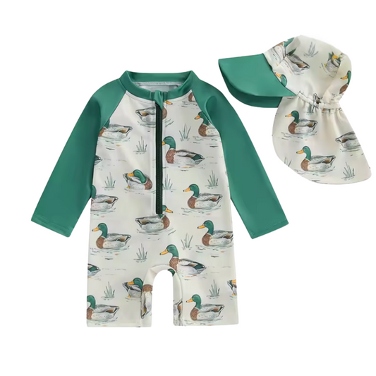 Mallard Long Sleeve Swimsuit and Hat