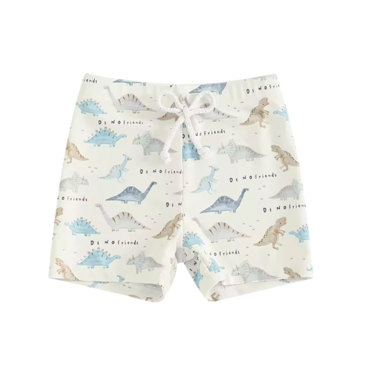 Beige Dino Friends Swimtrunks