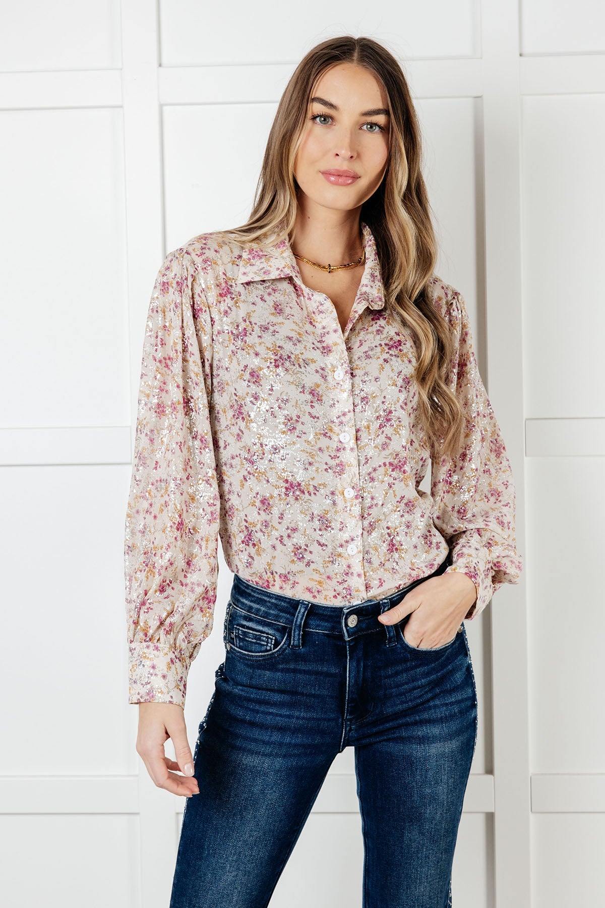 You and I Connect Floral Button Up Blouse