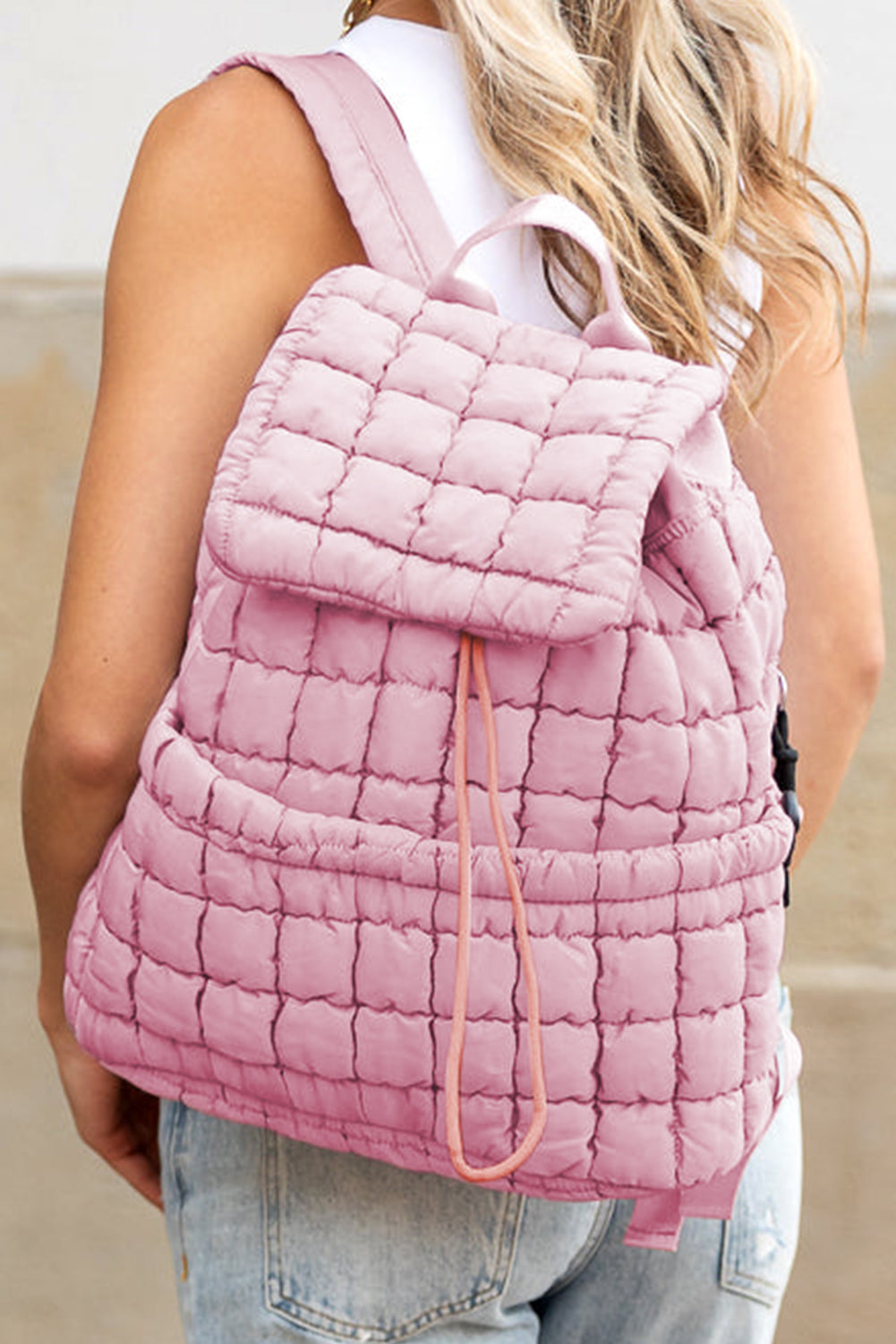 Pink Quilted Puffer Backpack RTS