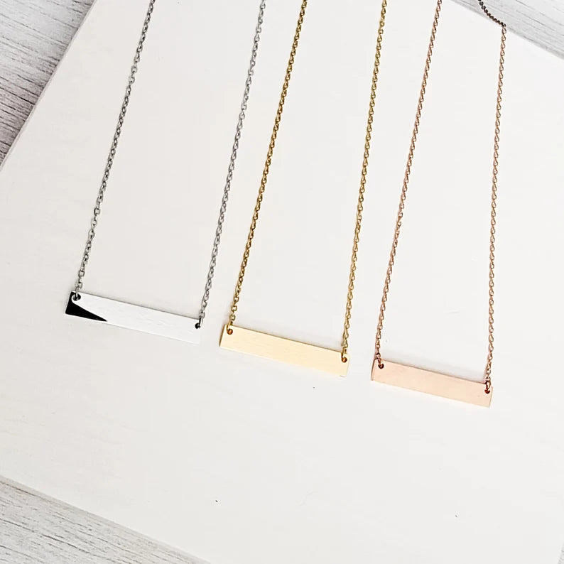 Horizontal Bar Necklace - Engraved