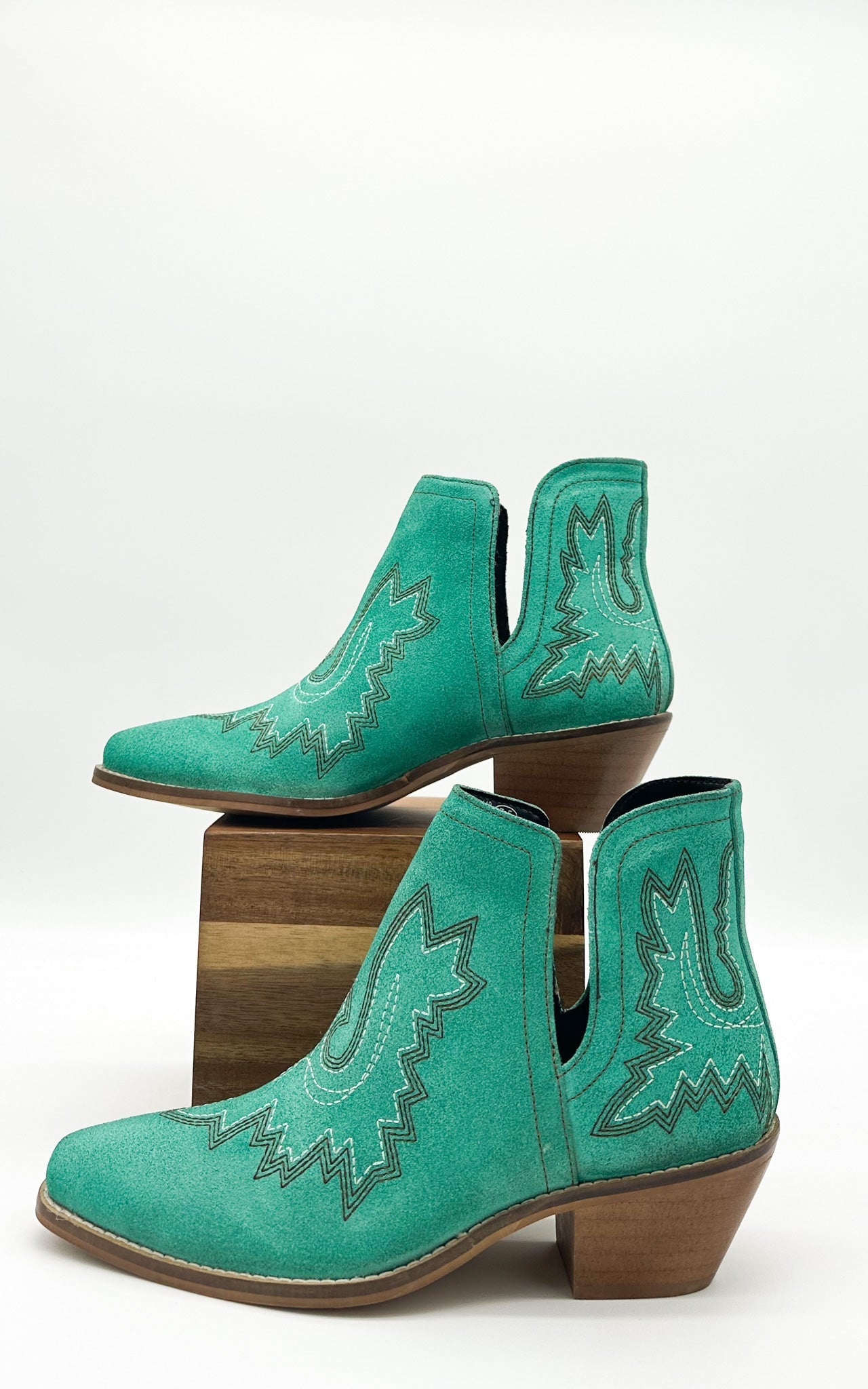 Kickin' Booties in Turquoise Suede